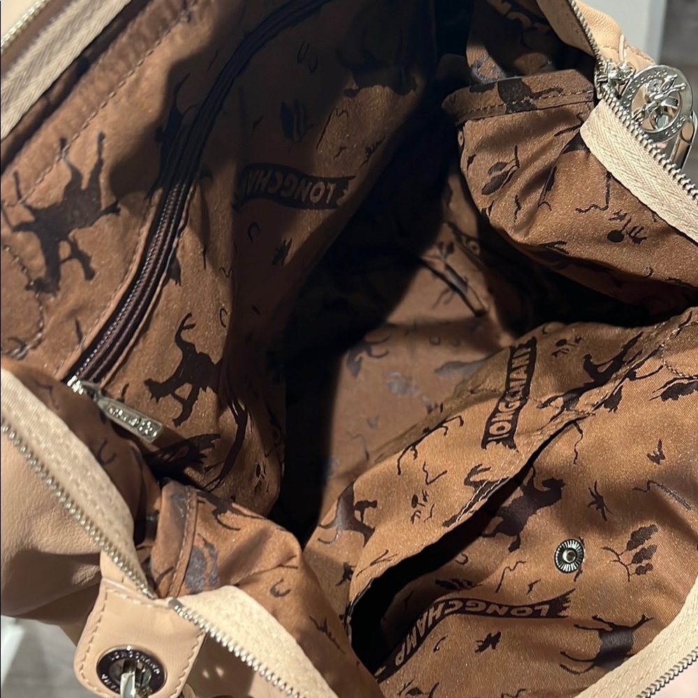 Longchamp Le Pliage Cuir Leather Handbag in Sandy color - Picture 8 of 15